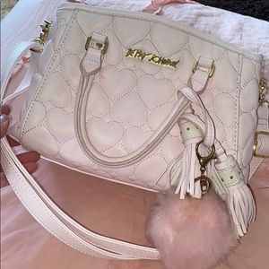 Betsy Johnson Baby Pink Quilted Hearts Purse
